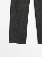 Straight-leg flecked cotton blend trousers