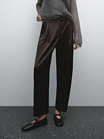 Flowing wide-leg satin trousers