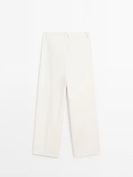 Pantalon large plissé en coton mélang