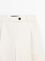 Pantalon large plissé en coton mélang