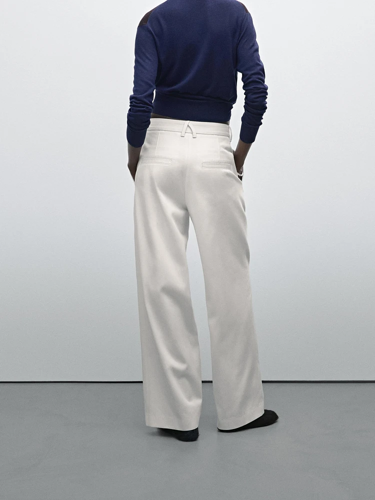 Pantalon large plissé en coton mélang