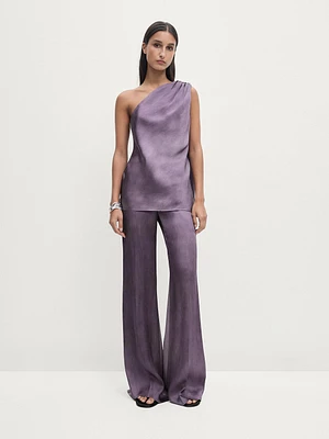 Flowing flared satin trousers