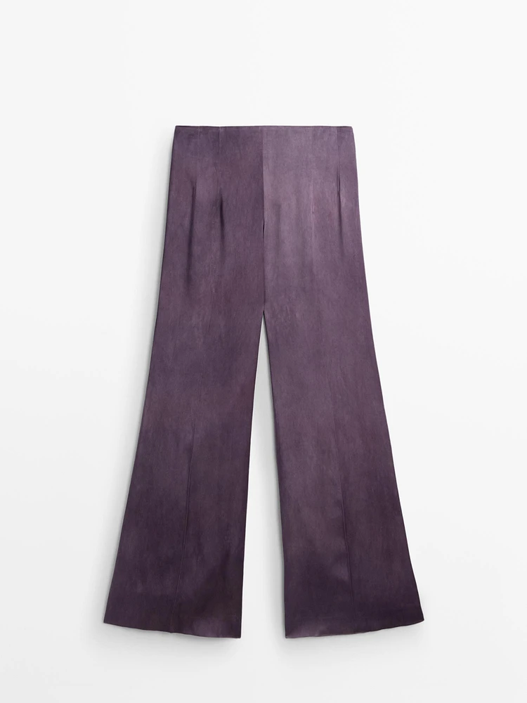 Pantalon flare fluide satiné