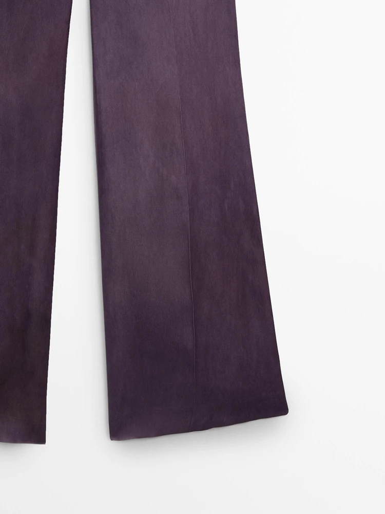 Pantalon flare fluide satiné