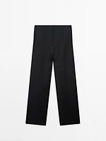 Flowing textured satin trousers