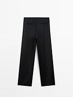 Flowing textured satin trousers