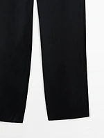 Flowing textured satin trousers