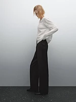 Flowing textured satin trousers