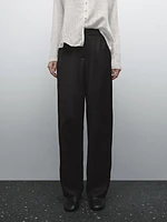 Flowing textured satin trousers