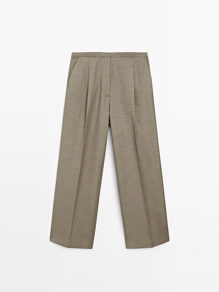 Darted trousers with thin waistband