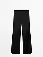 Satin flared trousers with vents