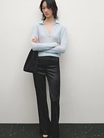 Satin flared trousers with vents