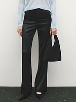 Satin flared trousers with vents