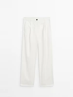 Pantalon fluide en coton mélangé