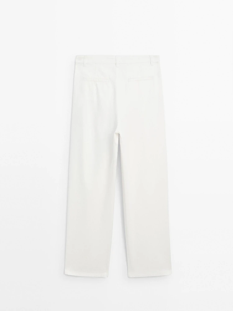 Pantalon fluide en coton mélangé