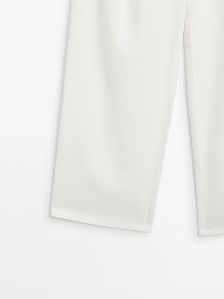 Pantalon fluide en coton mélangé