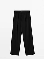 Flowing cotton blend trousers