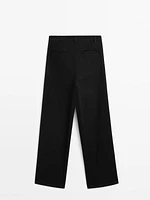 Flowing cotton blend trousers