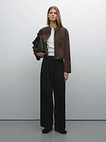 Flowing cotton blend trousers