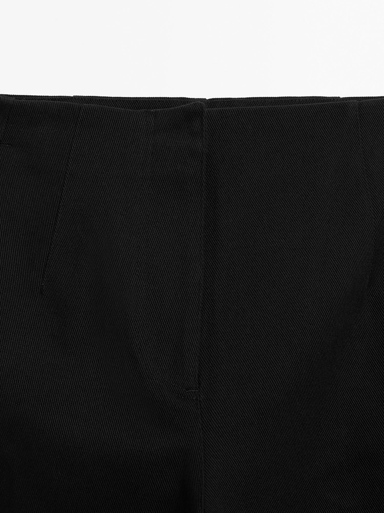 Wide-leg cotton trousers with no waistband