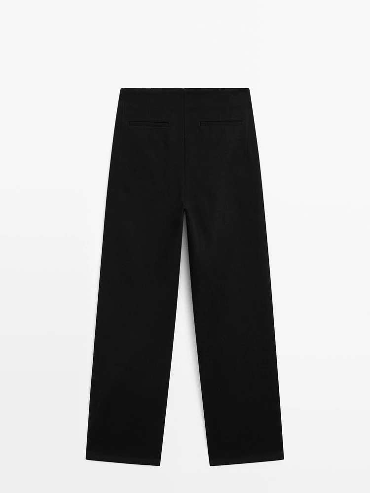 Wide-leg cotton trousers with no waistband