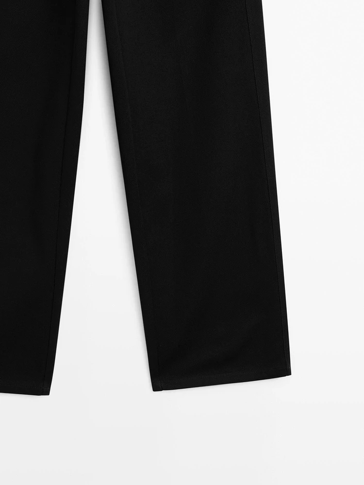 Wide-leg cotton trousers with no waistband