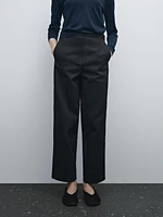 Wide-leg cotton trousers with no waistband