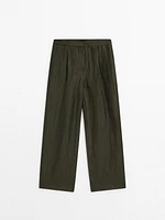 Linen blend darted trousers