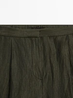 Linen blend darted trousers