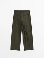 Linen blend darted trousers