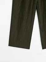 Linen blend darted trousers