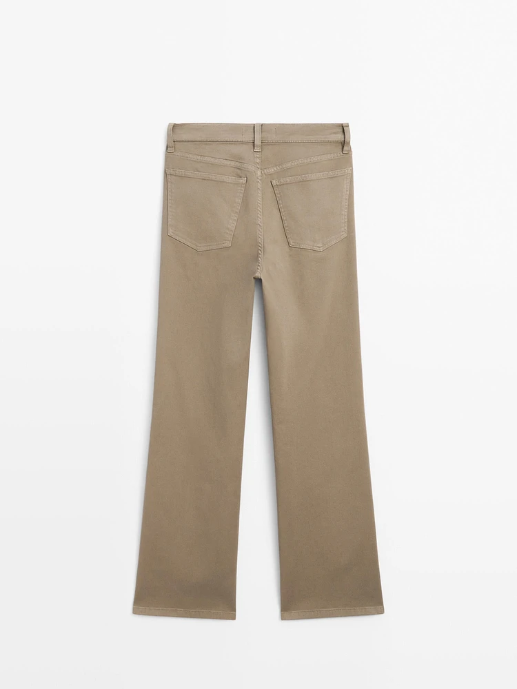 Faux jean taille haute coupe droite