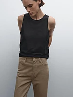 Faux jean taille haute coupe droite