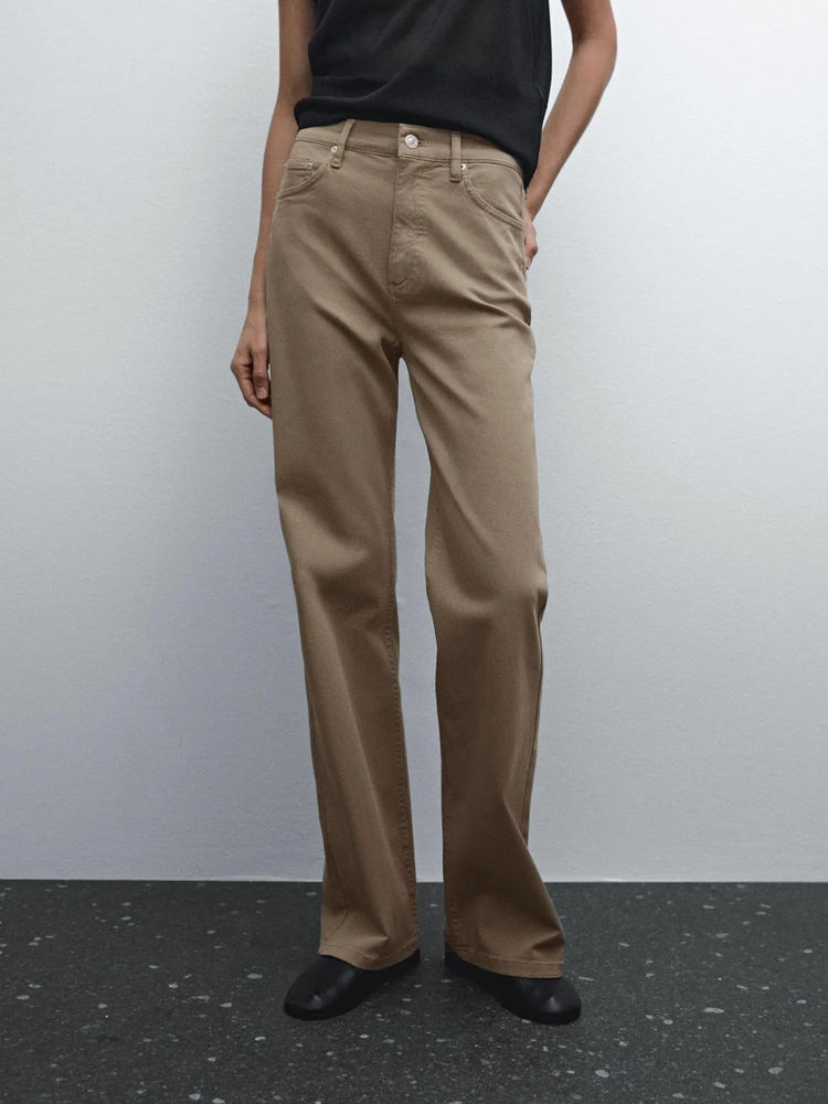 Faux jean taille haute coupe droite