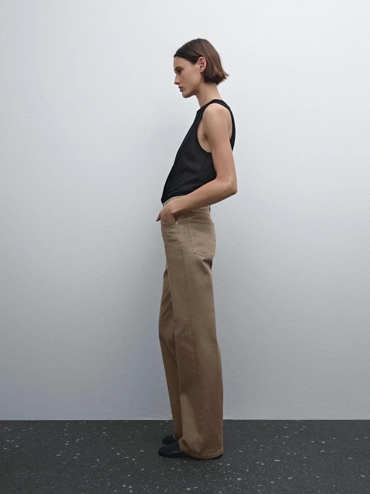Faux jean taille haute coupe droite