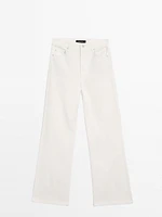 High-waist straight fit denim trousers