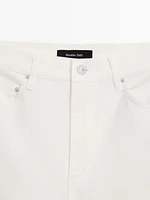 High-waist straight fit denim trousers