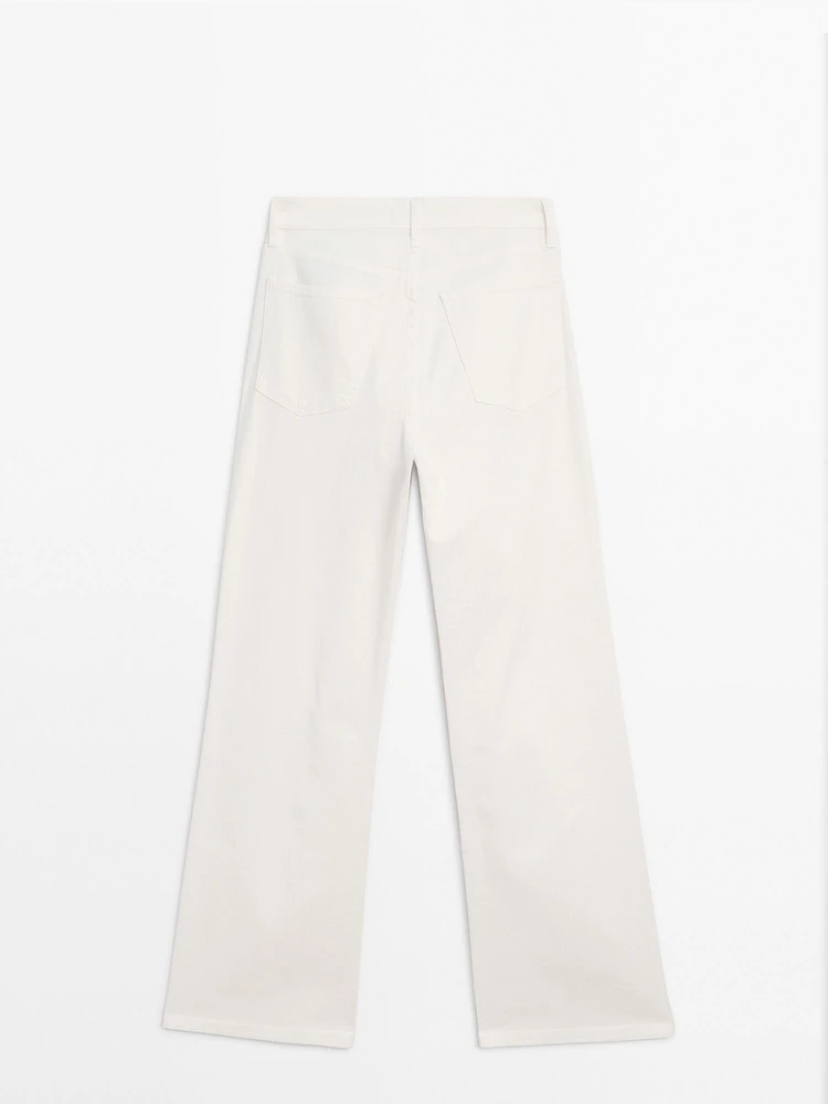 Straight-leg denim trousers with pockets