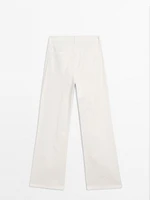 High-waist straight fit denim trousers