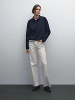 Straight-leg denim trousers with pockets