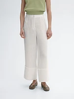 Wide-leg trousers with frayed detailing