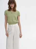 Wide-leg trousers with frayed detailing