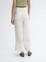 Wide-leg trousers with frayed detailing