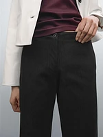 Wide-leg cotton trousers with striped detail