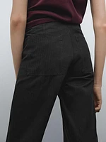 Wide-leg cotton trousers with striped detail