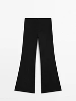 Wide-leg cotton trousers with striped detail