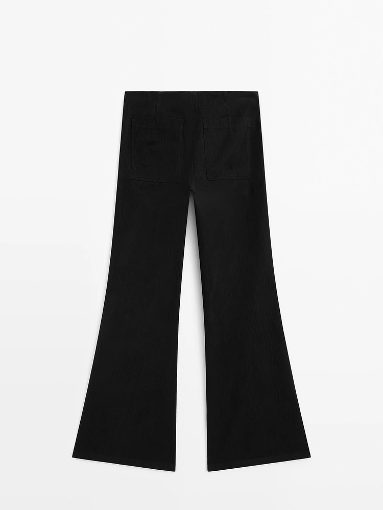 Pantalon large à rayures en coton