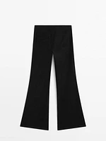 Wide-leg cotton trousers with striped detail