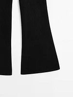 Wide-leg cotton trousers with striped detail