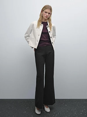 Wide-leg cotton trousers with striped detail